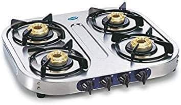 Glen LPG Stove 1044 SS Brass 4 Burner Gas Cooktop