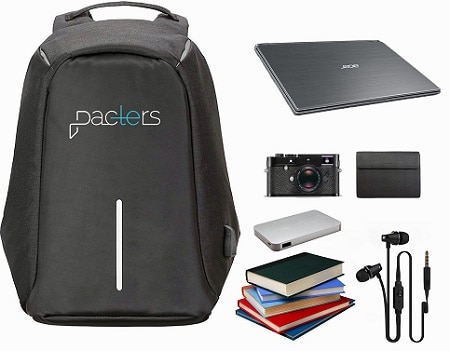 Pacters Polyester 10 Ltr Black Laptop Backpack With USB Charging and Headphone Port