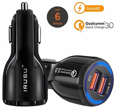 Irusu 6.0 Amp Dual USB Fast Car Charger