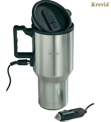 Krevia 12V Car Charging Electric Kettle Stainless Steel Travel Coffee Mug