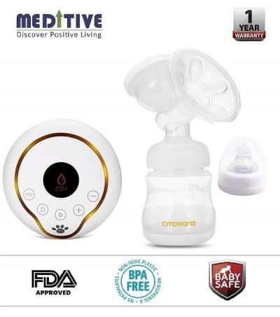 MEDITIVE USB Rechargeable Dual Mode Massage and Suction Electric Breast Milk Pump (White)