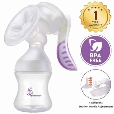 R for Rabbit First Feed Manual Breast Pump - Most Safe and Comfortable Breast Pump (Purple)