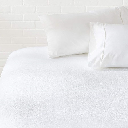 AmazonBasics Hypoallergenic Vinyl-Free Waterproof Mattress Protector