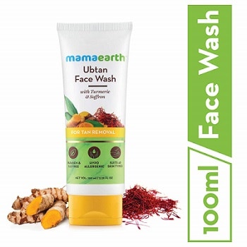 Mamaearth Ubtan Natural Face Wash for Dry Skin with Turmeric & Saffron for Tan removal and Skin brightning