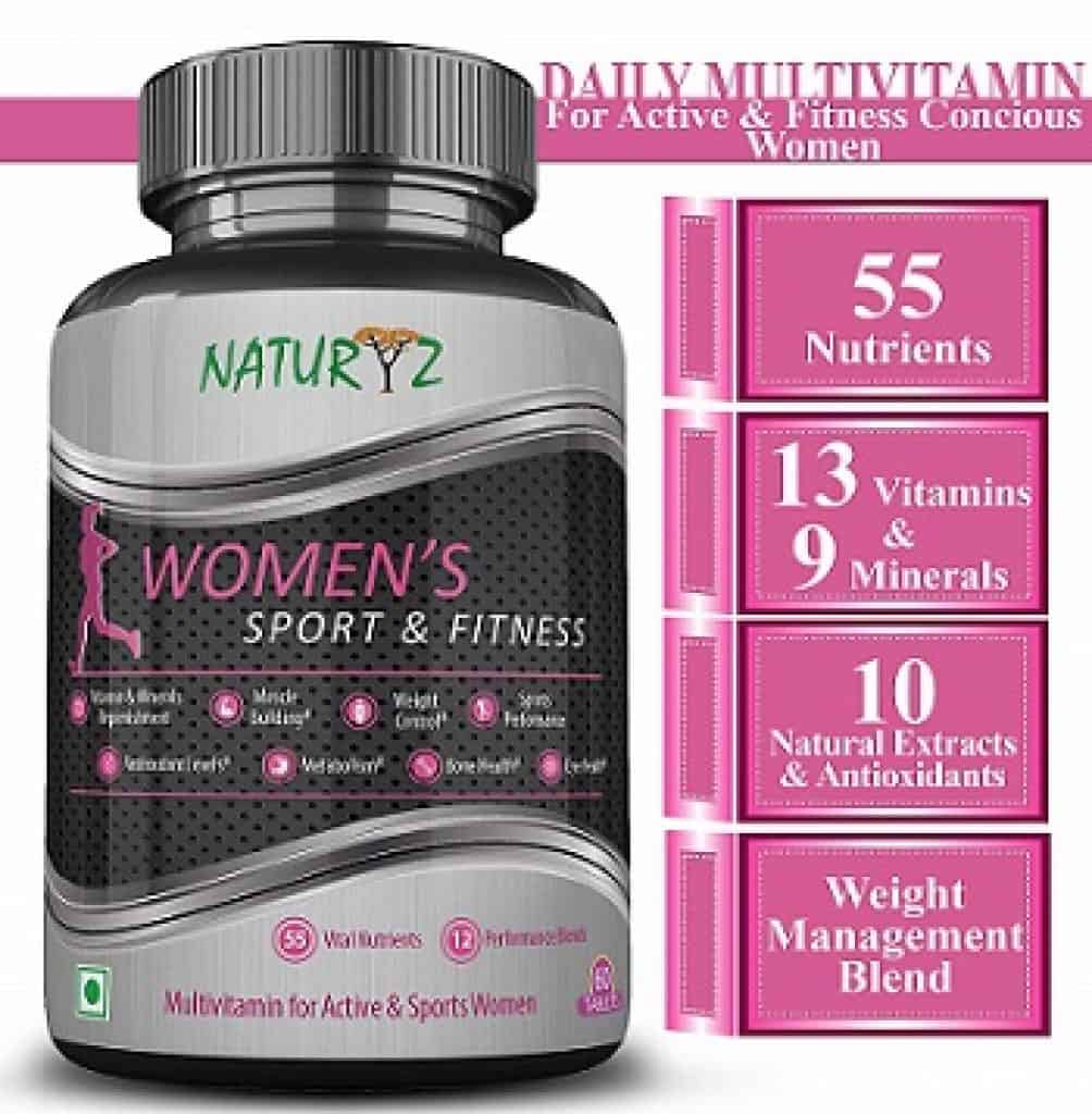 Naturyz Women's Fitness Daily Multivitamin with 55 Vital Nutrients, 12 Performance Blends