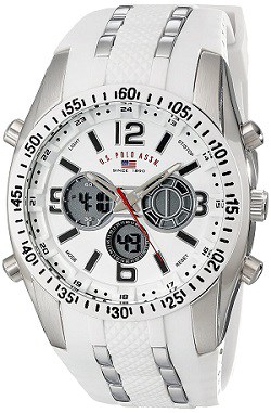 U.S. Polo Assn. Sport Men s US9282 Silver-Tone Watch with White Silicone Band