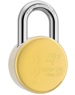 Godrej Locking Solutions and Systems Nav-tal Ultra XL+ Brass Padlock with 4 Keys