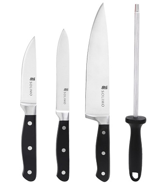 Amazon Brand - Solimo Premium High-Carbon Stainless Steel Kitchen Knife Set, 4-Pieces