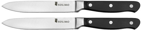 Amazon Brand - Solimo Premium High-Carbon Stainless Steel Utility Knife Set, 2-Pieces, Silver